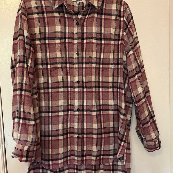 Flannel Oversized Ex-Boyfriend Shirt in Dark Plaid - Picture 1 of 6